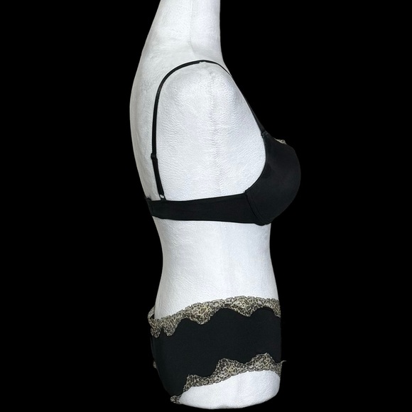 NWOT -Women’s Black Bra & Panty Set -Besima -Cheetah Print Edging -Sizes 34B & 7 - Picture 6 of 12